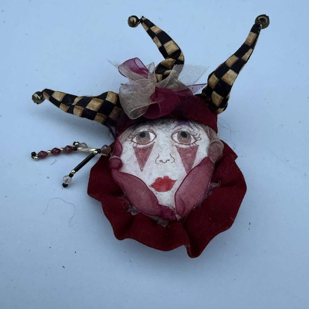 Unique Jester Clown Lapel Pin‎ Brooch Fabric